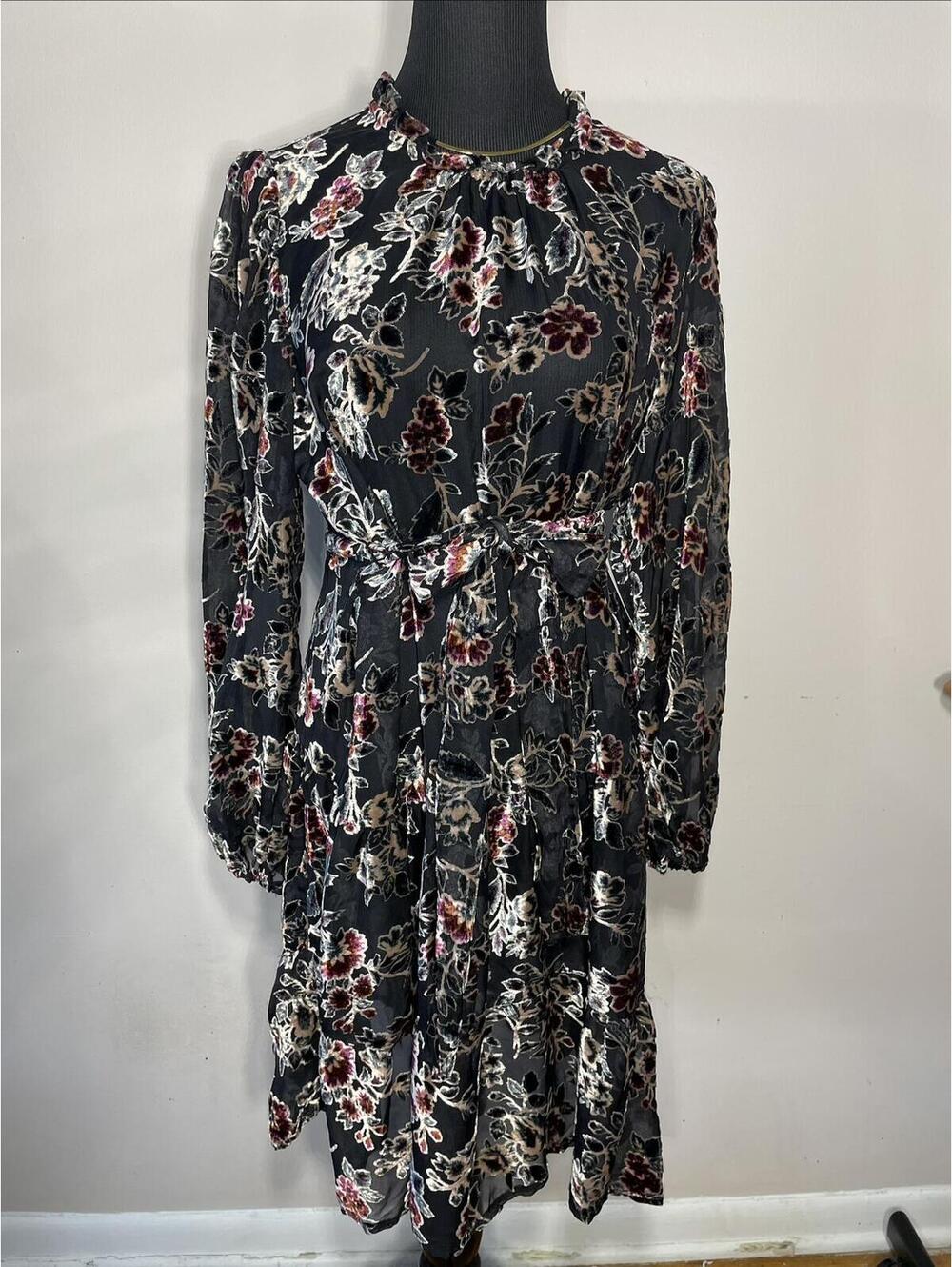 Julia Jordan New Floral Long-Sleeve Mini Dress Whimsigoth L
